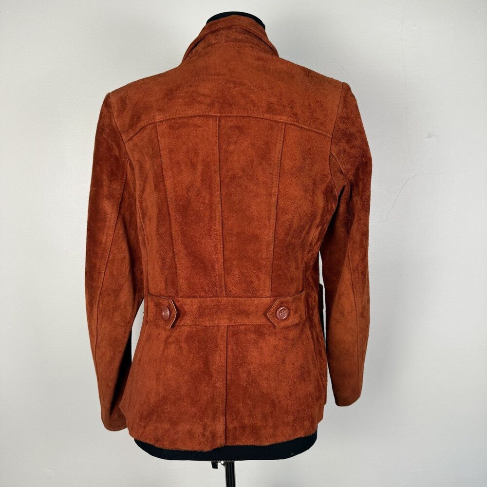 Vintage 70s Rust Orange Suede Leather Blazer Jacket Trappeur Korea - Picture 12 of 15